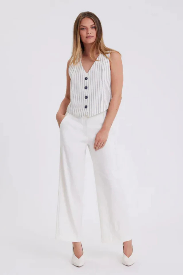 31173 CREAM WHITE LINEN ANKLE